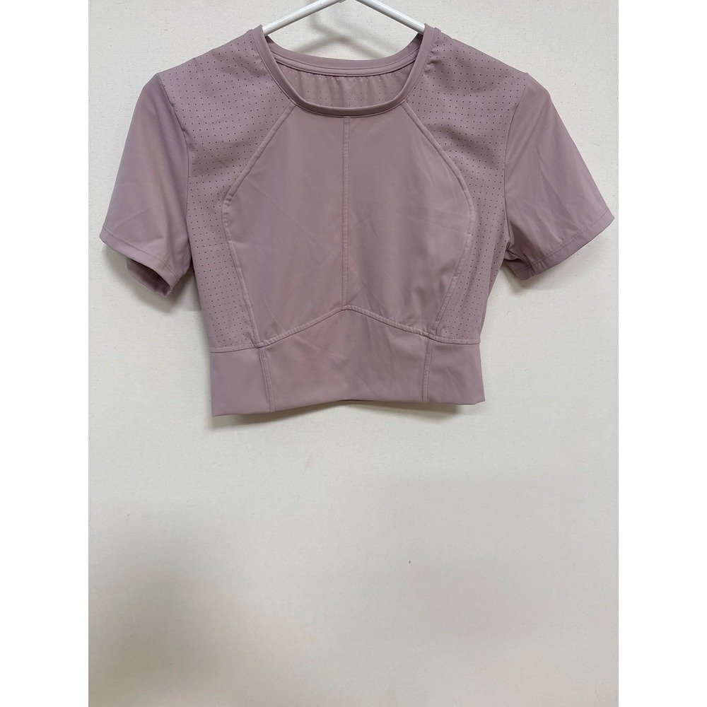 Nova Sport Womens Lavender Perforated Short Sleeve Crop Top Large E126520A01
